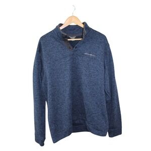 Eddie Bauer Fleece Men's XL Blue Heather Pullover‎ Snap Front Long Sleeve